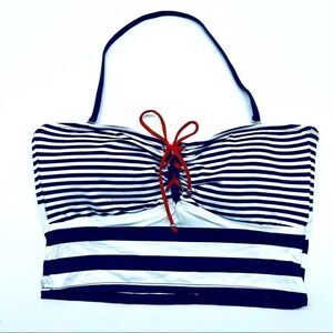 Ralph Lauren Stripe Bandeaukini W/ Removable Strap Size 14